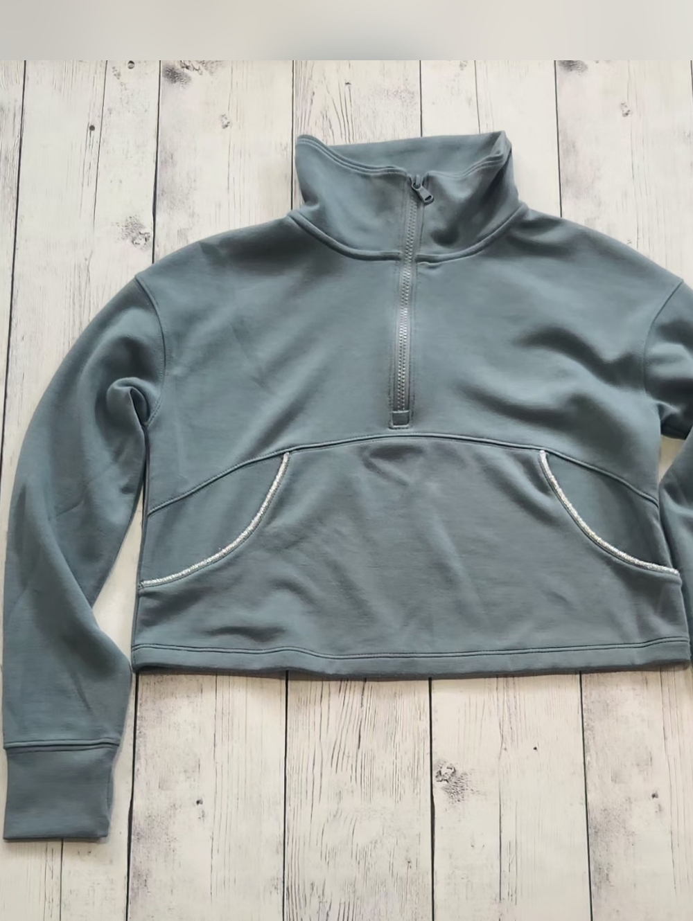 Tek Gear Girls Large 10/12 Slate Blue Pull Over Sweatshirt With Front Pockets